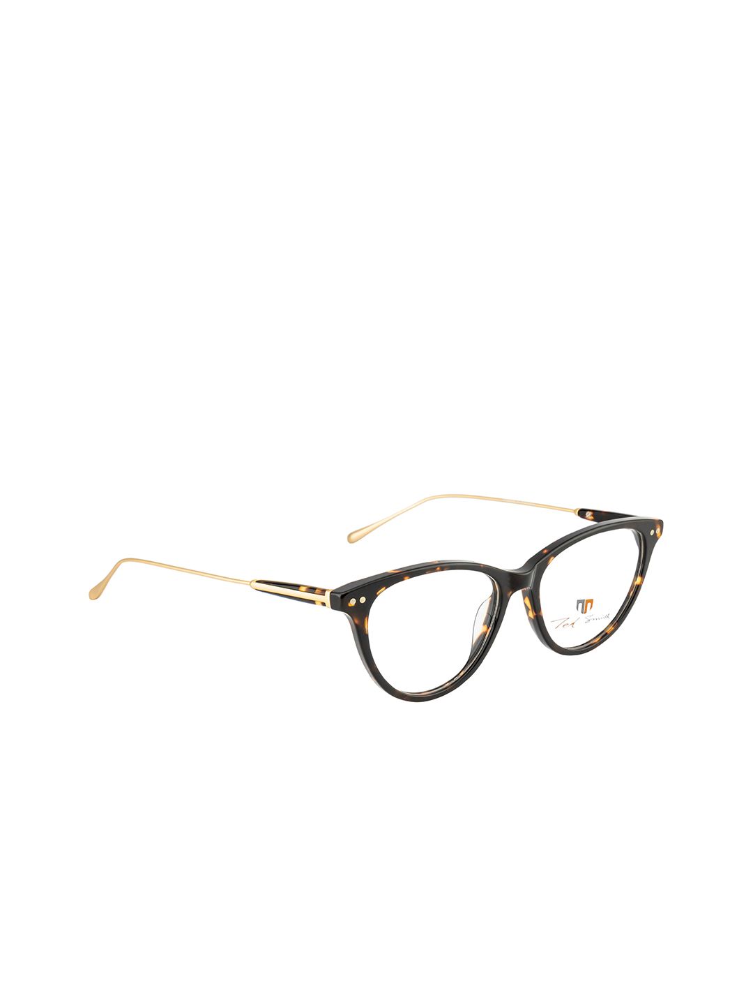 Ted Smith Women Brown & Gold-Toned Tortoise Shell Full Rim Cateye Frames TS-355_DEMI Price in India