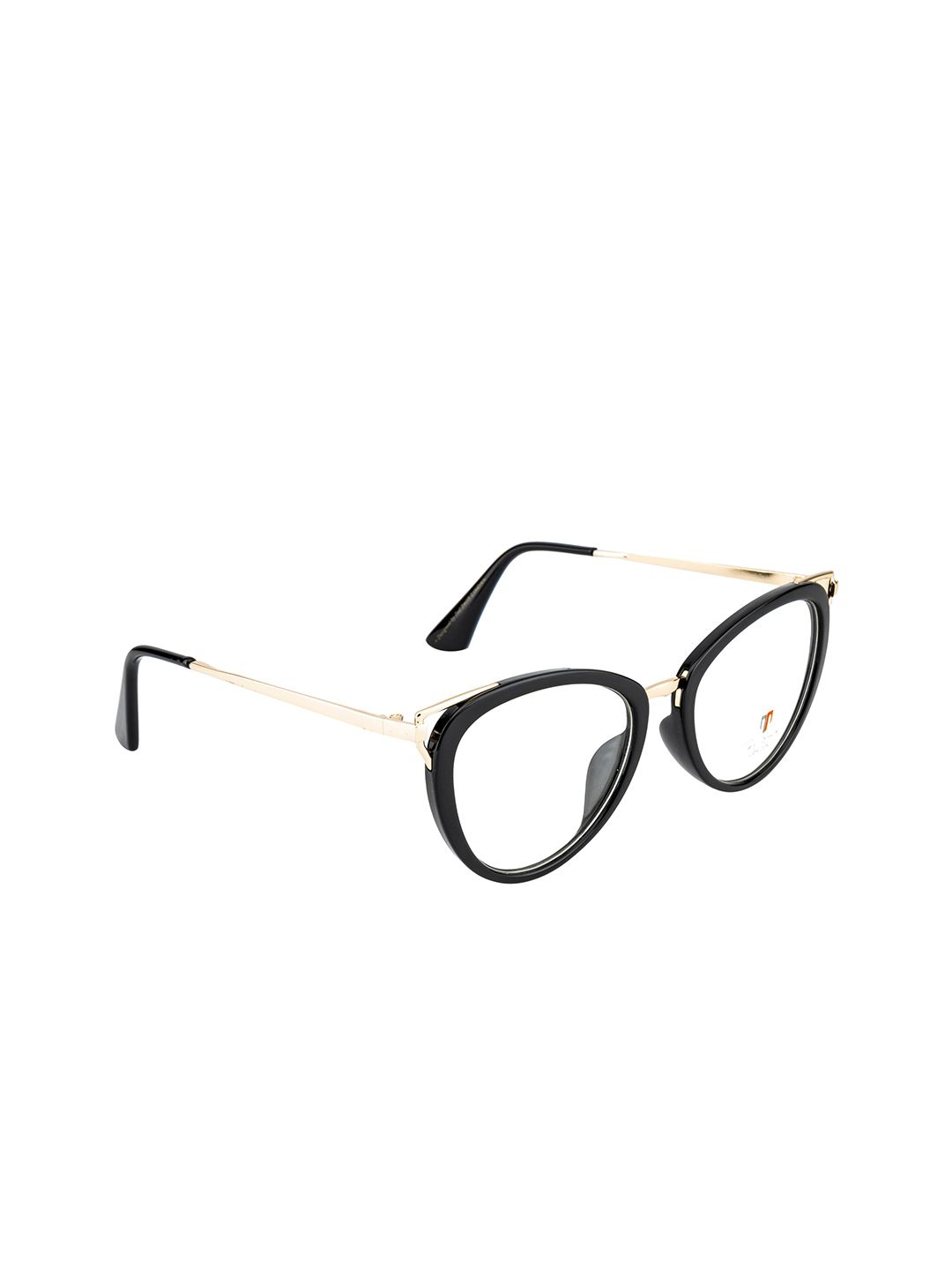 Ted Smith Women Black & Gold-Toned Full Rim Cateye Frames TS-10002_C1 Price in India