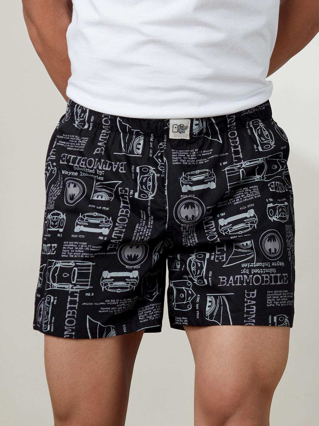 The Souled Store Men Regular Fit Batman Printed Black Boxer Shorts