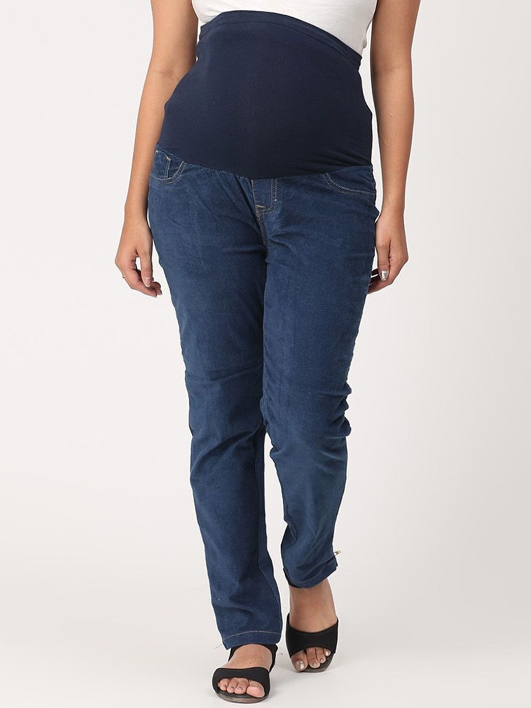 CHARISMOMIC Women Blue Skinny Fit High-Rise Maternity Light Fade Stretchable Jeans Price in India