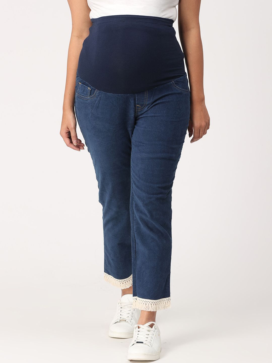 CHARISMOMIC Women Blue Straight Fit High-Rise Maternity Stretchable Jeans Price in India