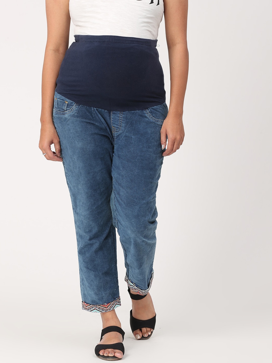 CHARISMOMIC Women Blue Straight Fit High-Rise Light Fade Maternity Stretchable Jeans Price in India
