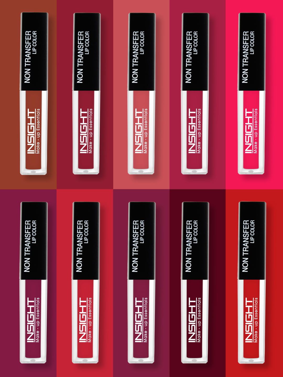 INSIGHT Set of 10 Paraben Free Non-Transfer Liquid Lipsticks 40 g each Price in India