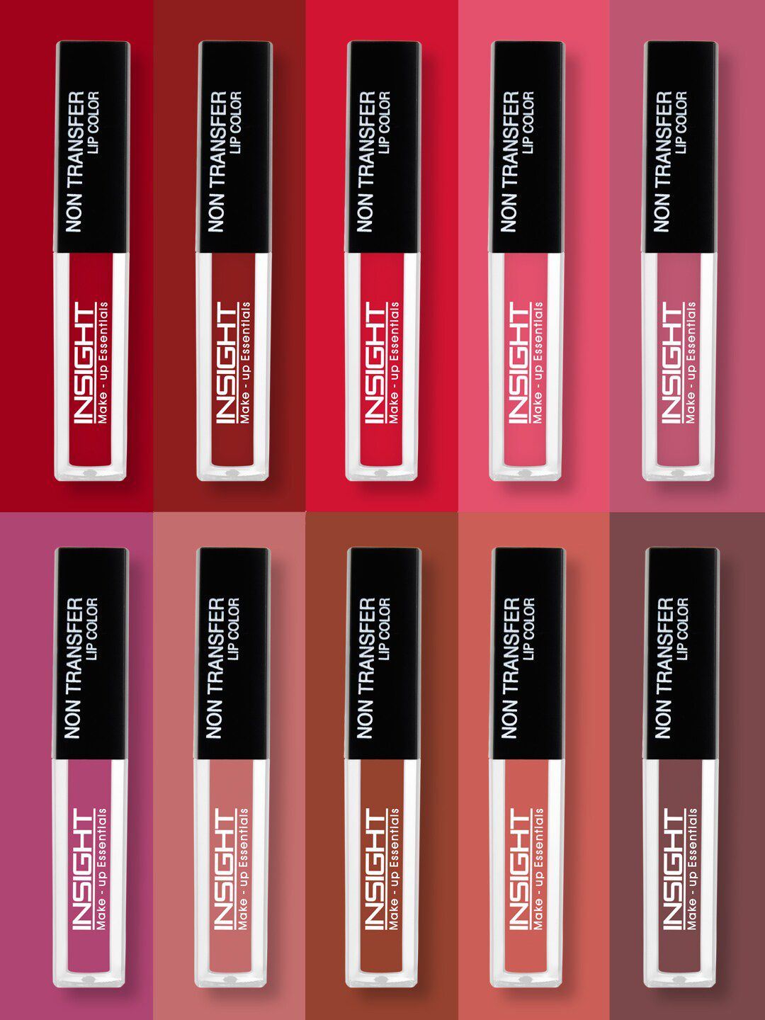 INSIGHT Set of 10 Paraben Free Non-Transfer Liquid Lipsticks Price in India