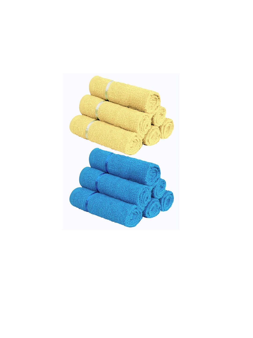Story@home Yellow & Blue Set Of 12 Solid 450 GSM Pure Cotton Face Towels Price in India