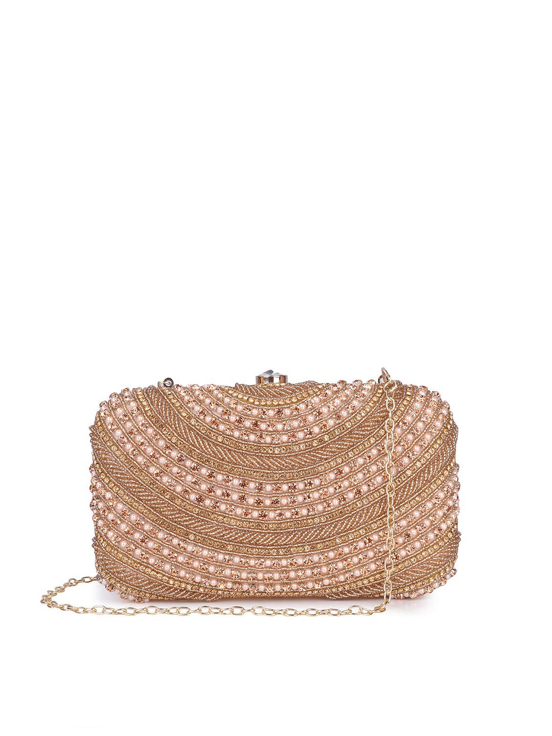 THE CLOWNFISH Women Pink Textured Embellished Envelope Price in India