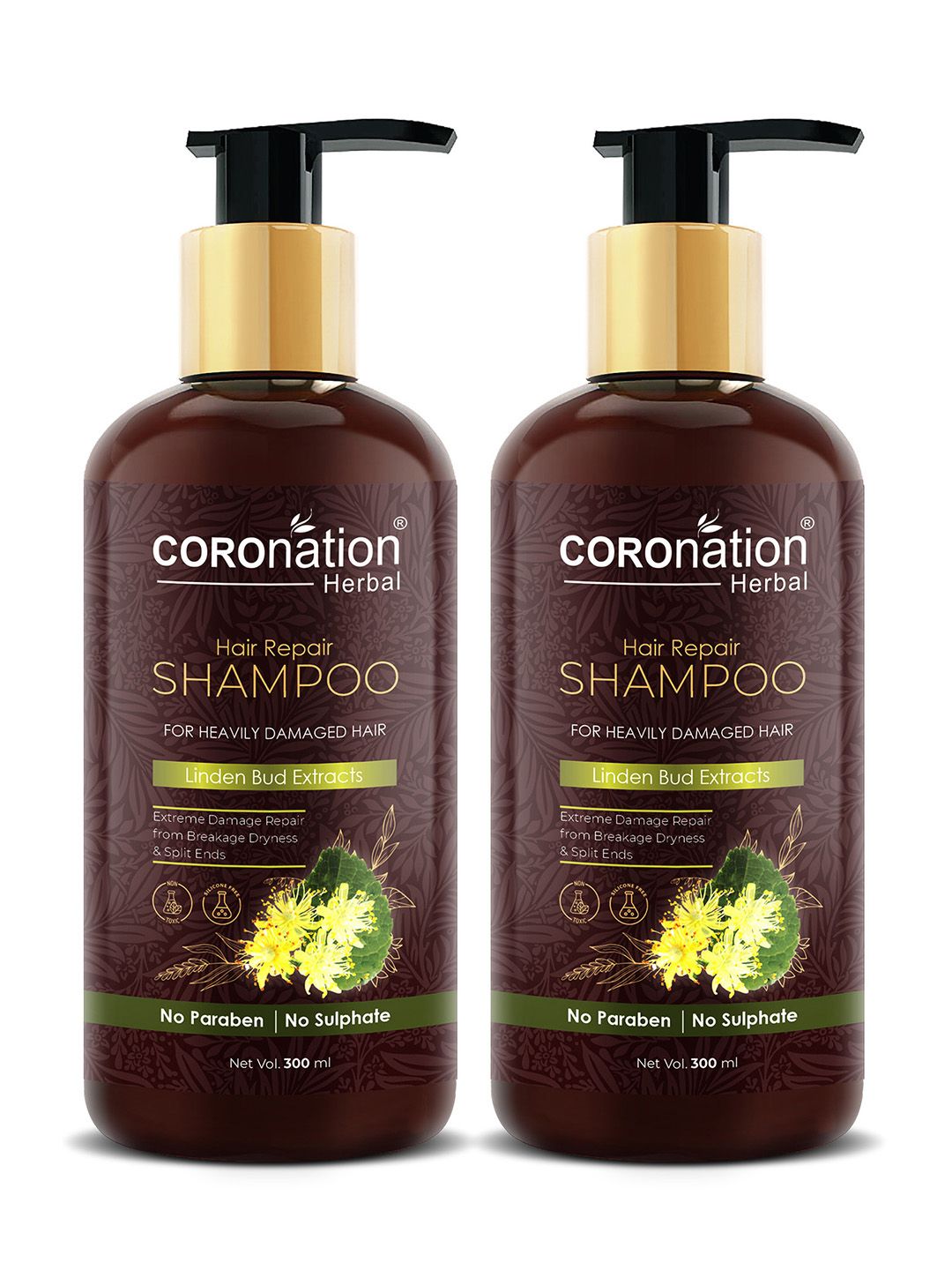 COROnation Herbal Set of 2 Linden Bud Extracts Hair Repair Shampoo 300 ml Each Price in India