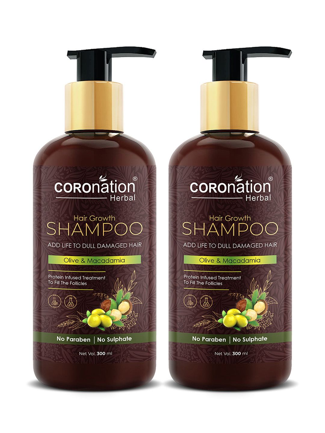 COROnation Herbal Set of 2 Olive & Macadamia Hair Growth Shampoo 300 ml Each Price in India