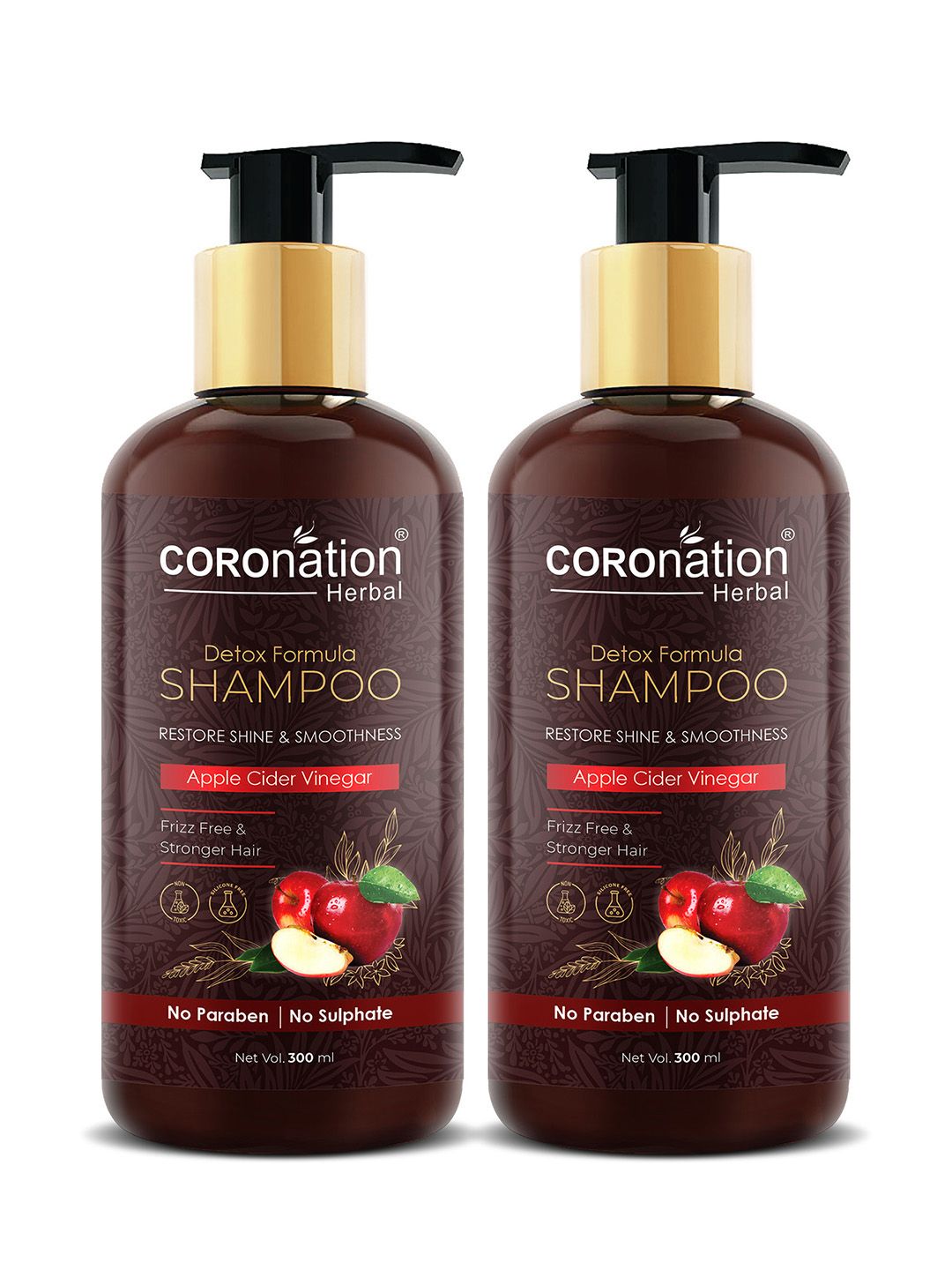 COROnation Herbal Set of 2 Apple Cider Vinegar Detox Formula Shampoo 300 ml Each Price in India