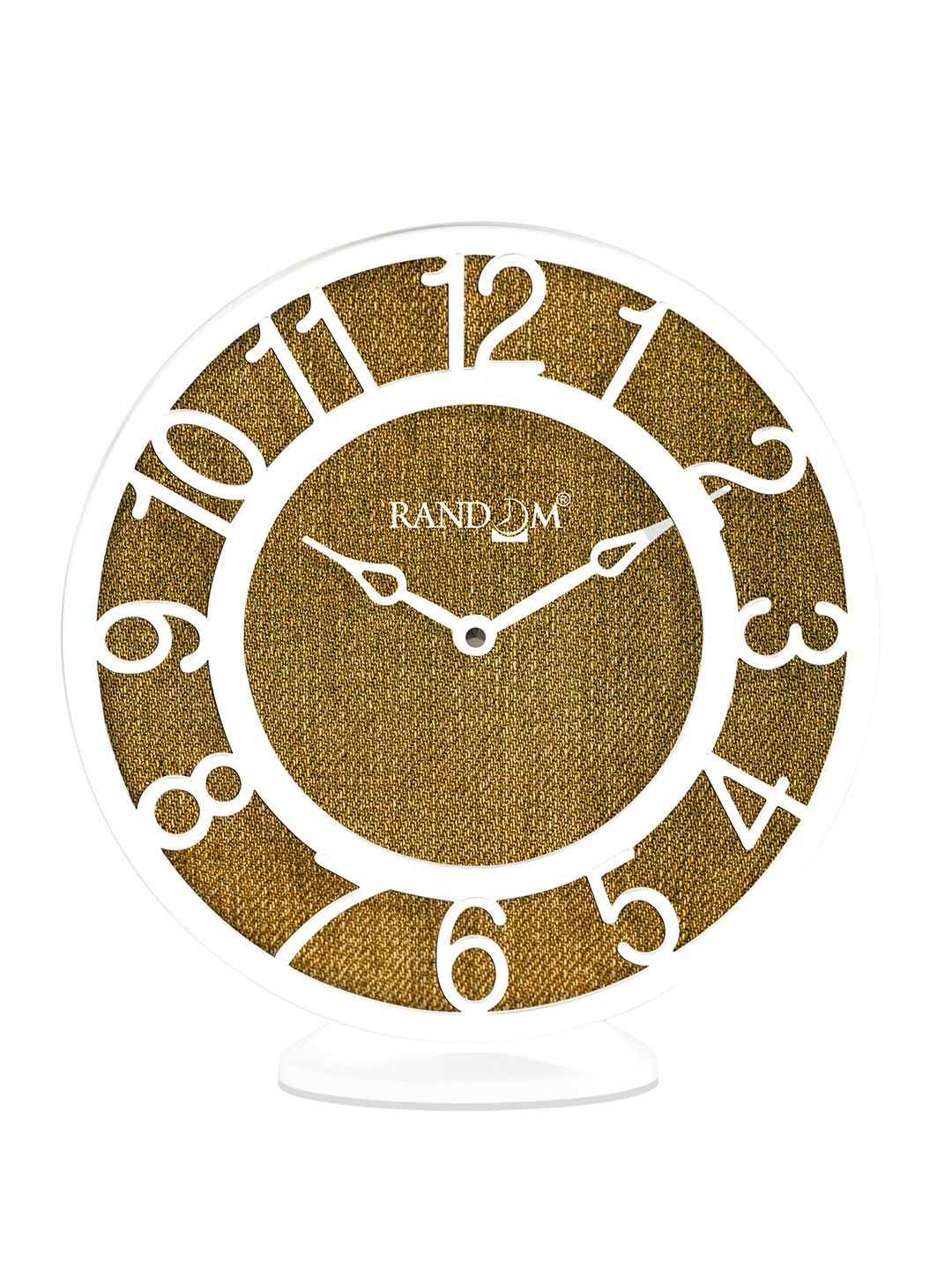 RANDOM Khaki & White Round Printed Contemporary Analogue Wall Clock Price in India