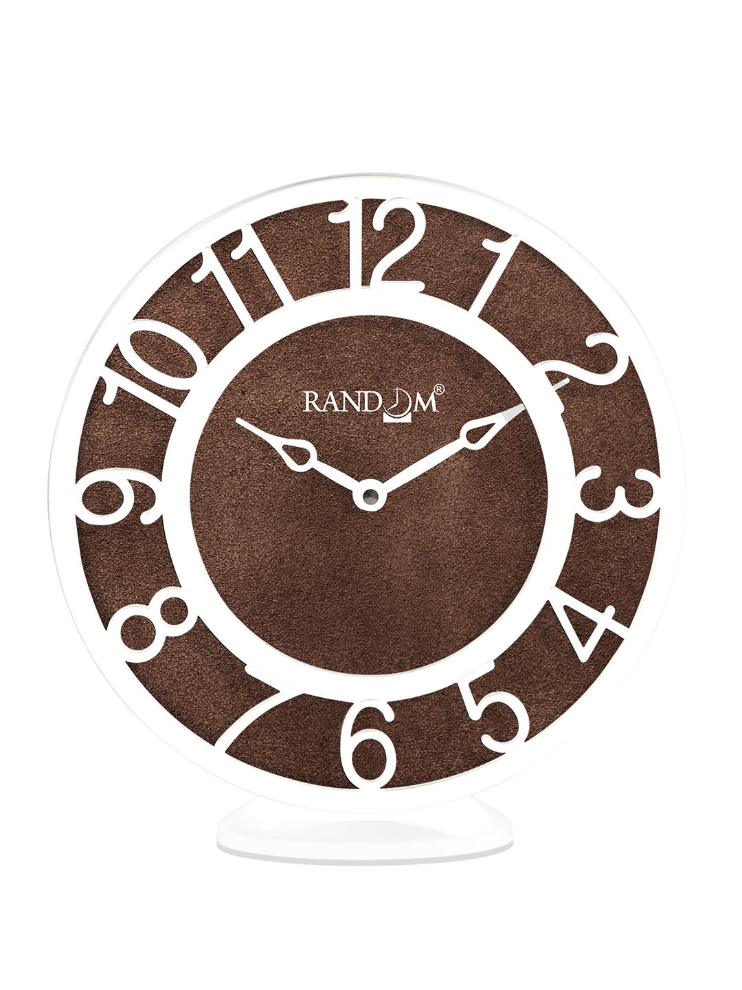 RANDOM Coffee Brown & White Printed Round Contemporary Wall Clock 20 cm Price in India