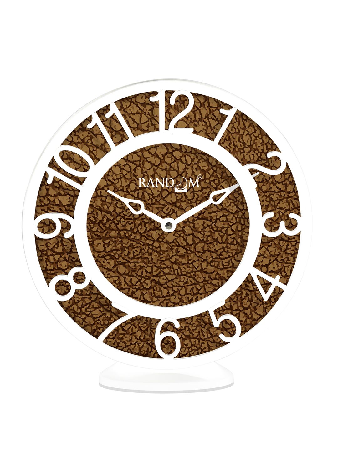 RANDOM Coffee Brown & White Printed Contemporary Wall Clock Price in India