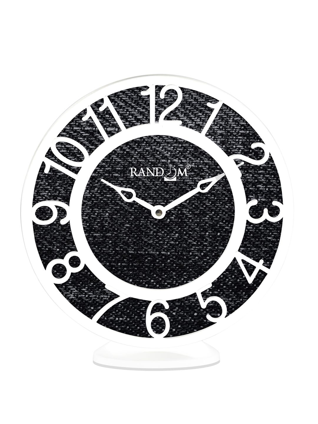 RANDOM Black & White Printed Round Contemporary Wall Clock 20 cm Price in India