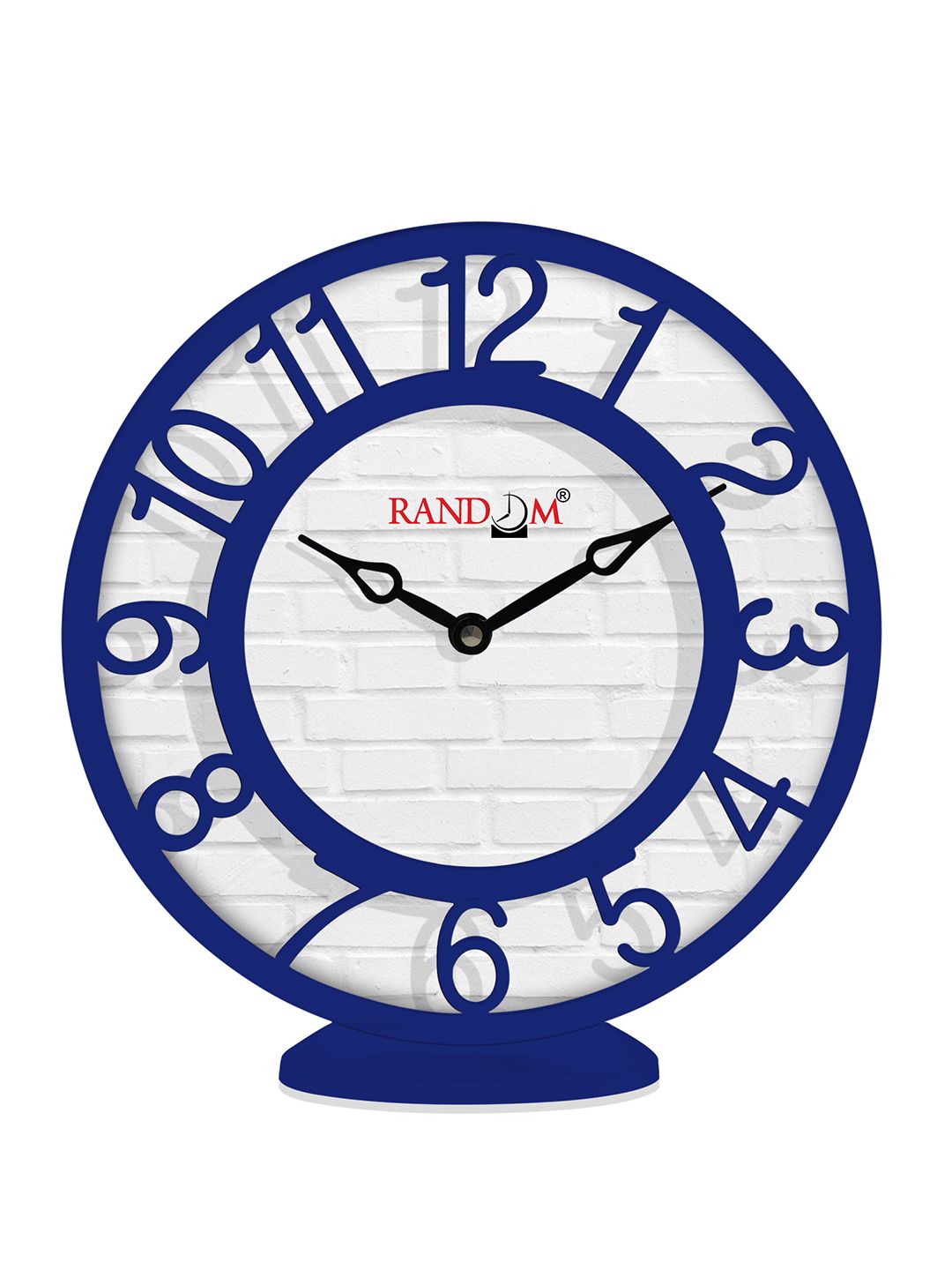 RANDOM Off White & Navy Blue Printed Analogue Contemporary Wall Clock Price in India