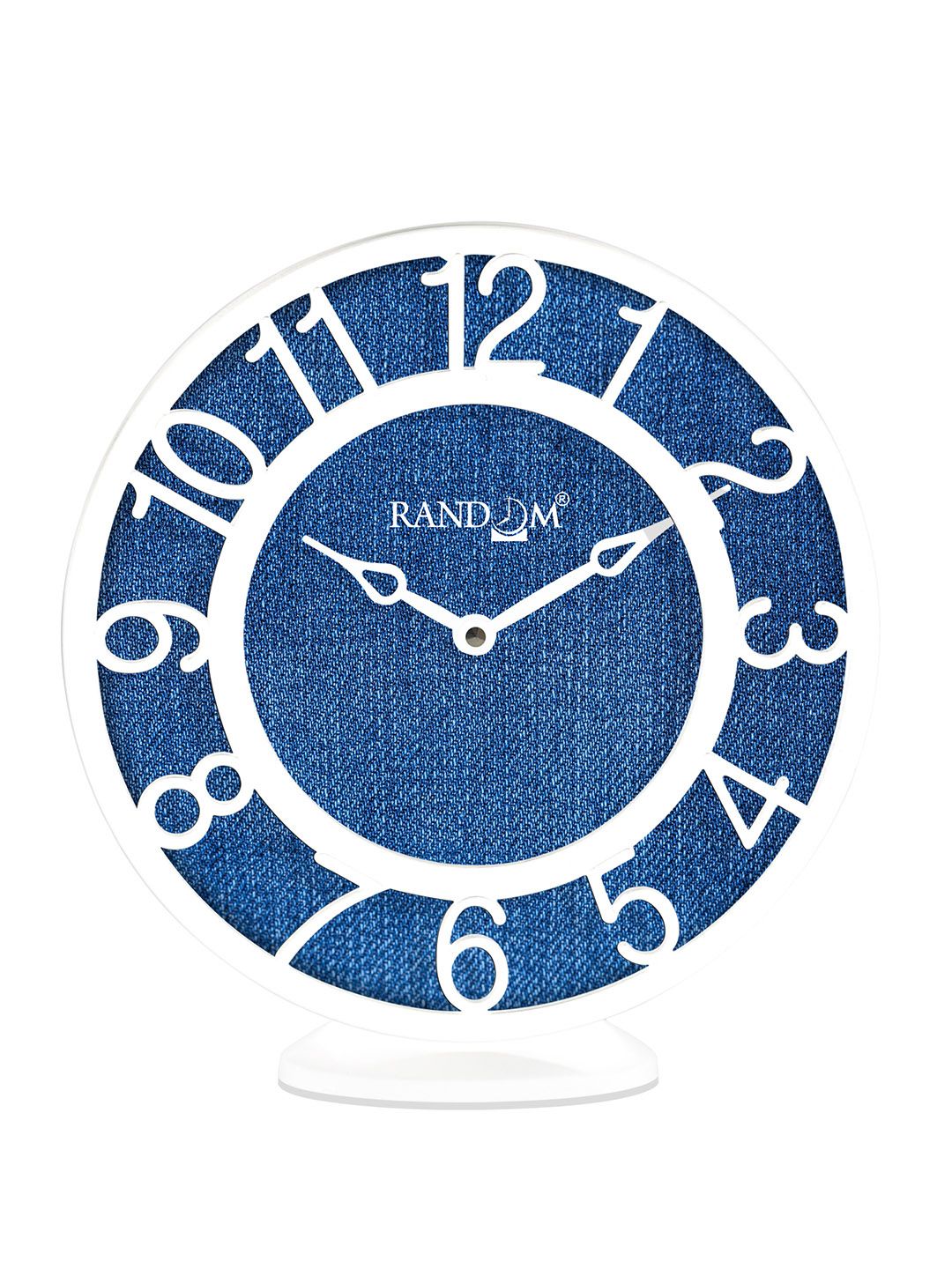 RANDOM Blue & White Printed Round Contemporary Wall Clock 20 cm Price in India