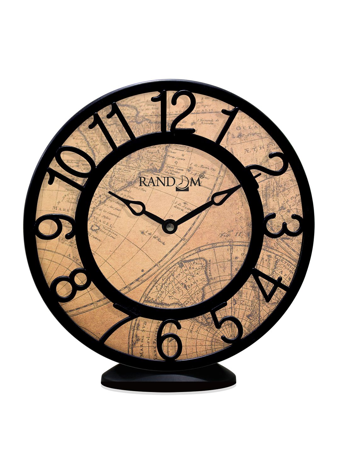 RANDOM Brown & Black Printed Round Contemporary Wall or Table Clock 20 cm Price in India