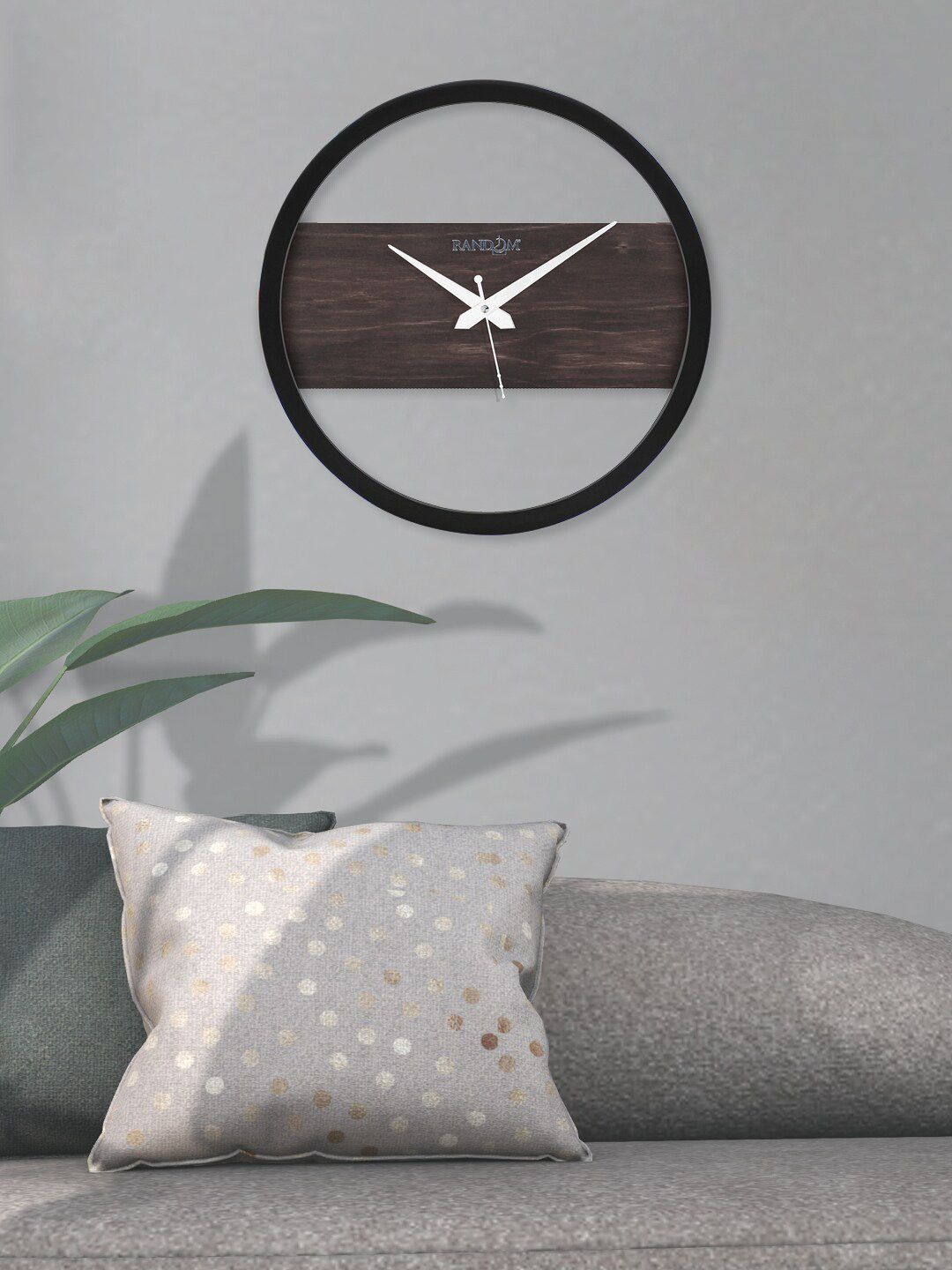 RANDOM Coffee Brown & Black Contemporary Wall Clock Price in India