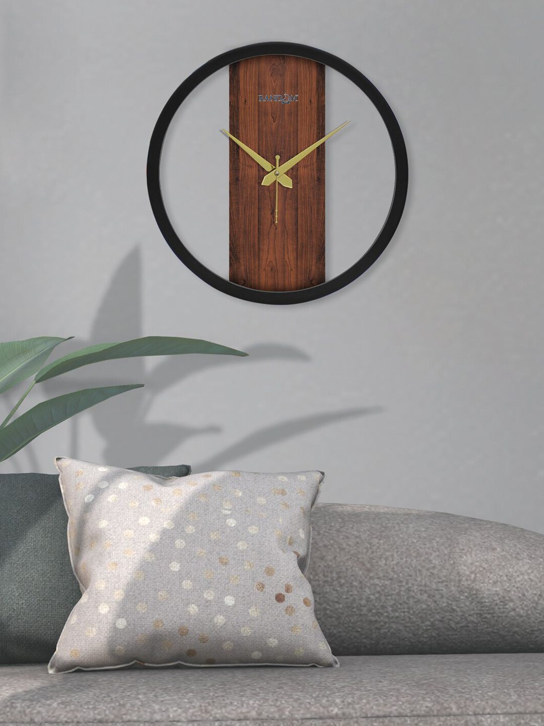 RANDOM Coffee Brown & Black Round Printed Contemporary Analogue Wall Clock Price in India