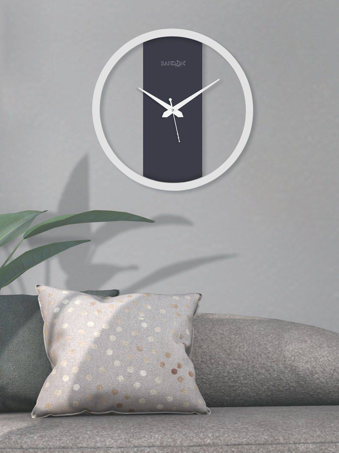 RANDOM Grey & White Contemporary Wall Clock Price in India