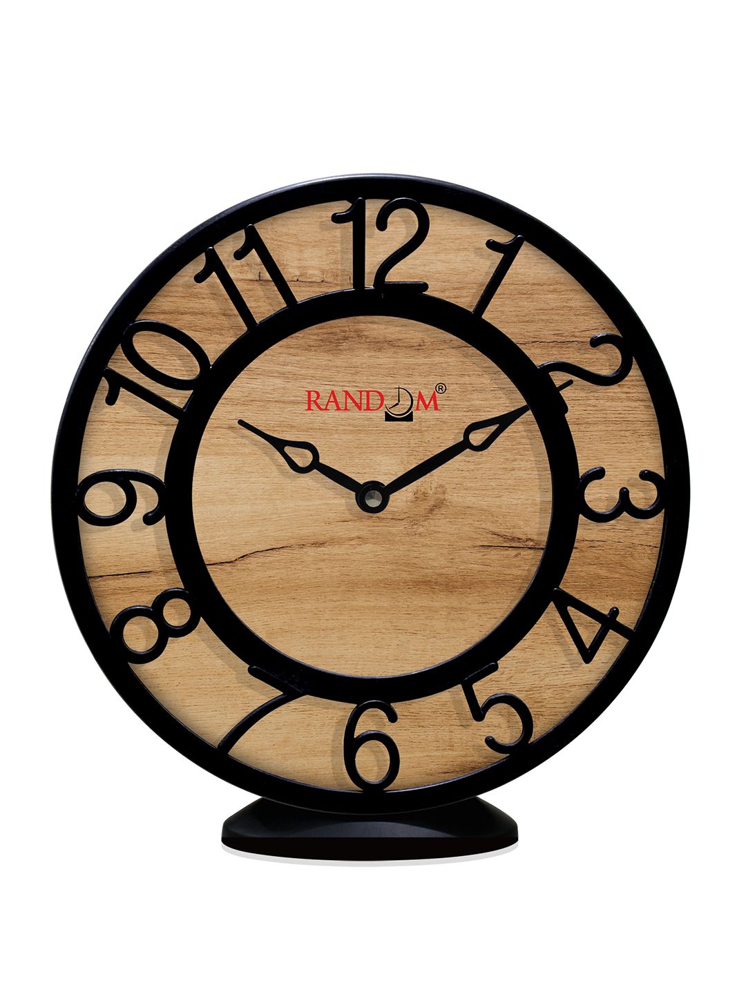 RANDOM Camel Brown & Black Round Printed Contemporary Analogue Wall Clock Price in India