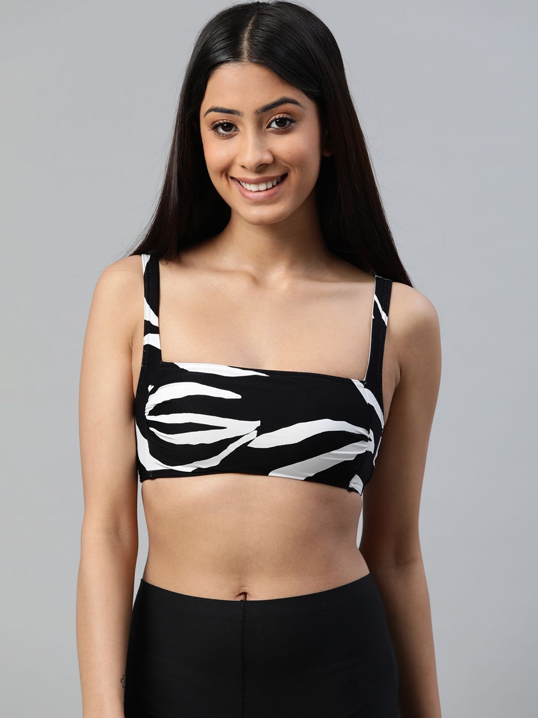 Marks & Spencer Women Black & White Printed Padded Bikini TopT527854B Price in India