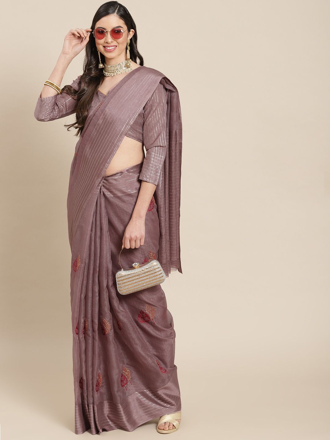 Mauve Ethnic Motifs Sarees Buy Mauve Ethnic Motifs Sarees Online In India