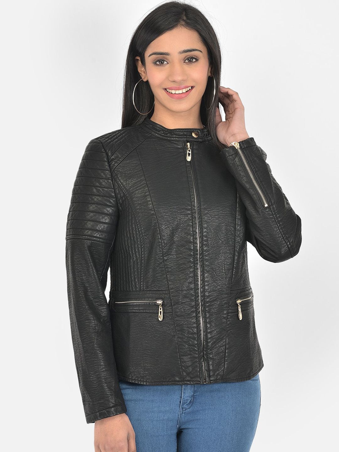 Latin Quarters Women Black Biker Jacket Price in India