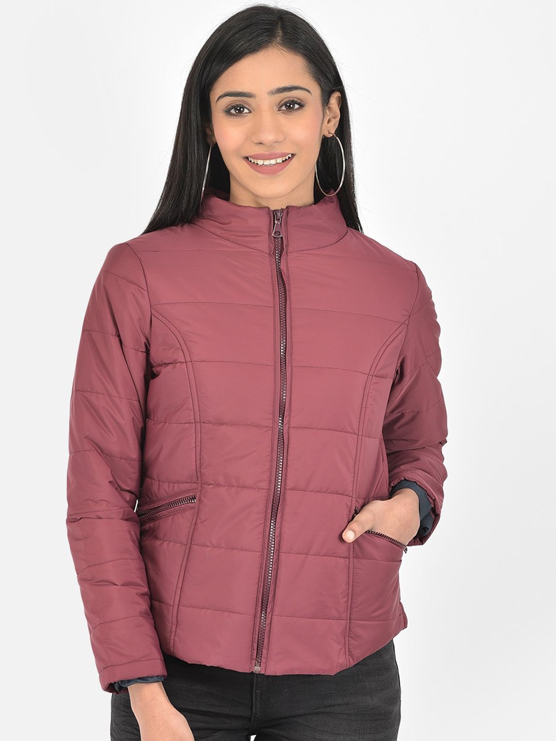 Latin Quarters Women Maroon Padded Jacket Price in India