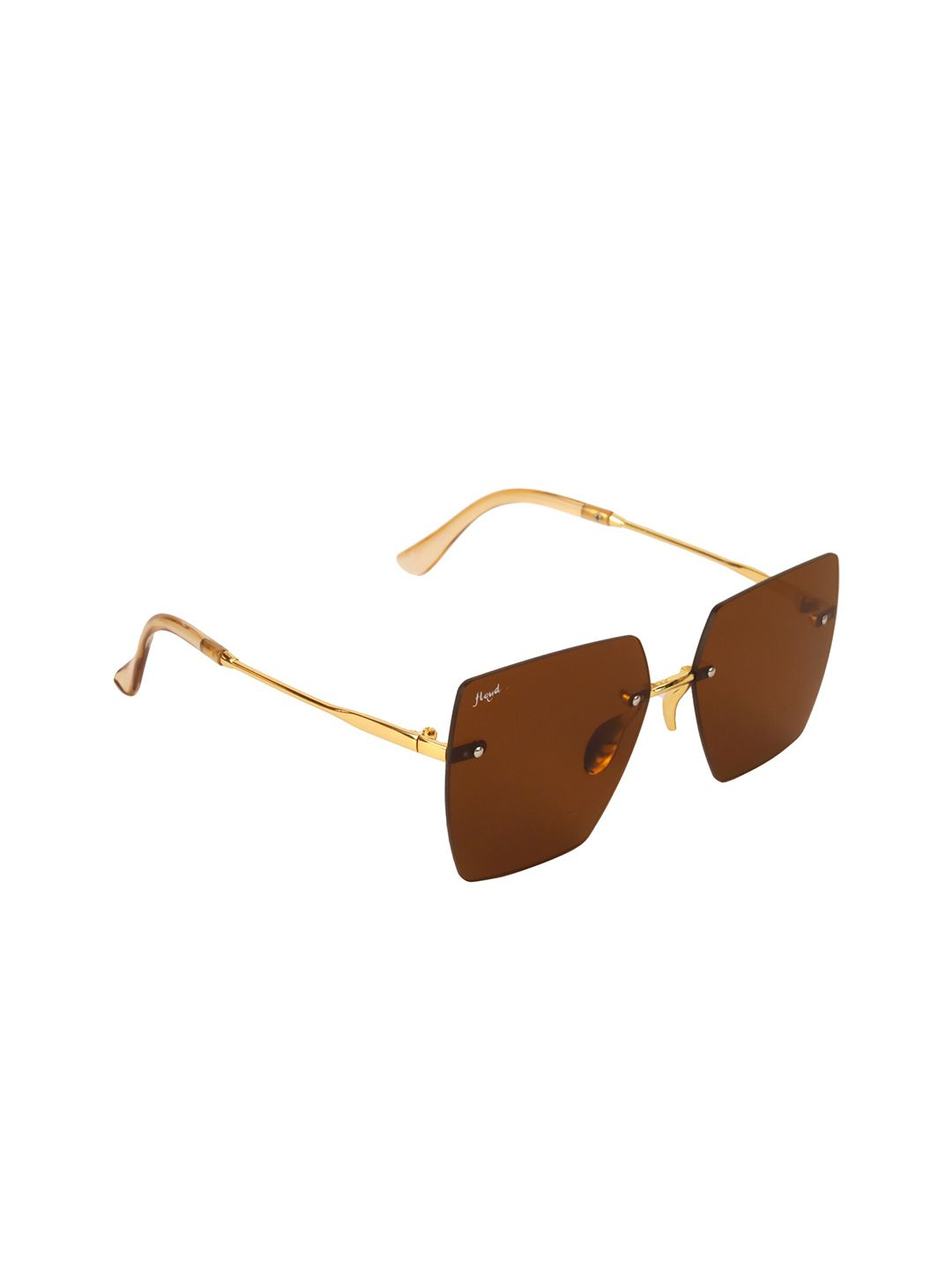 Floyd Unisex Brown Lens & Gold-Toned Square Sunglasses with UV Protected Lens Price in India