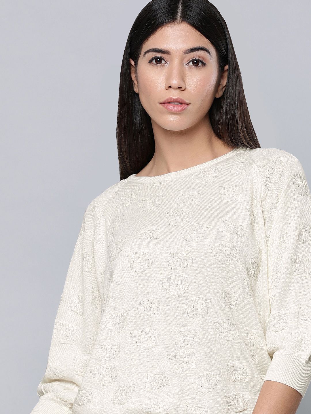 Levis Women White Self Design Pullover Sweater Price in India