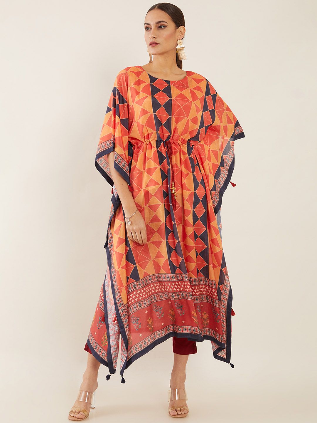 Soch Women Chic Rust Geometric Swirling Volume Dress Price in India