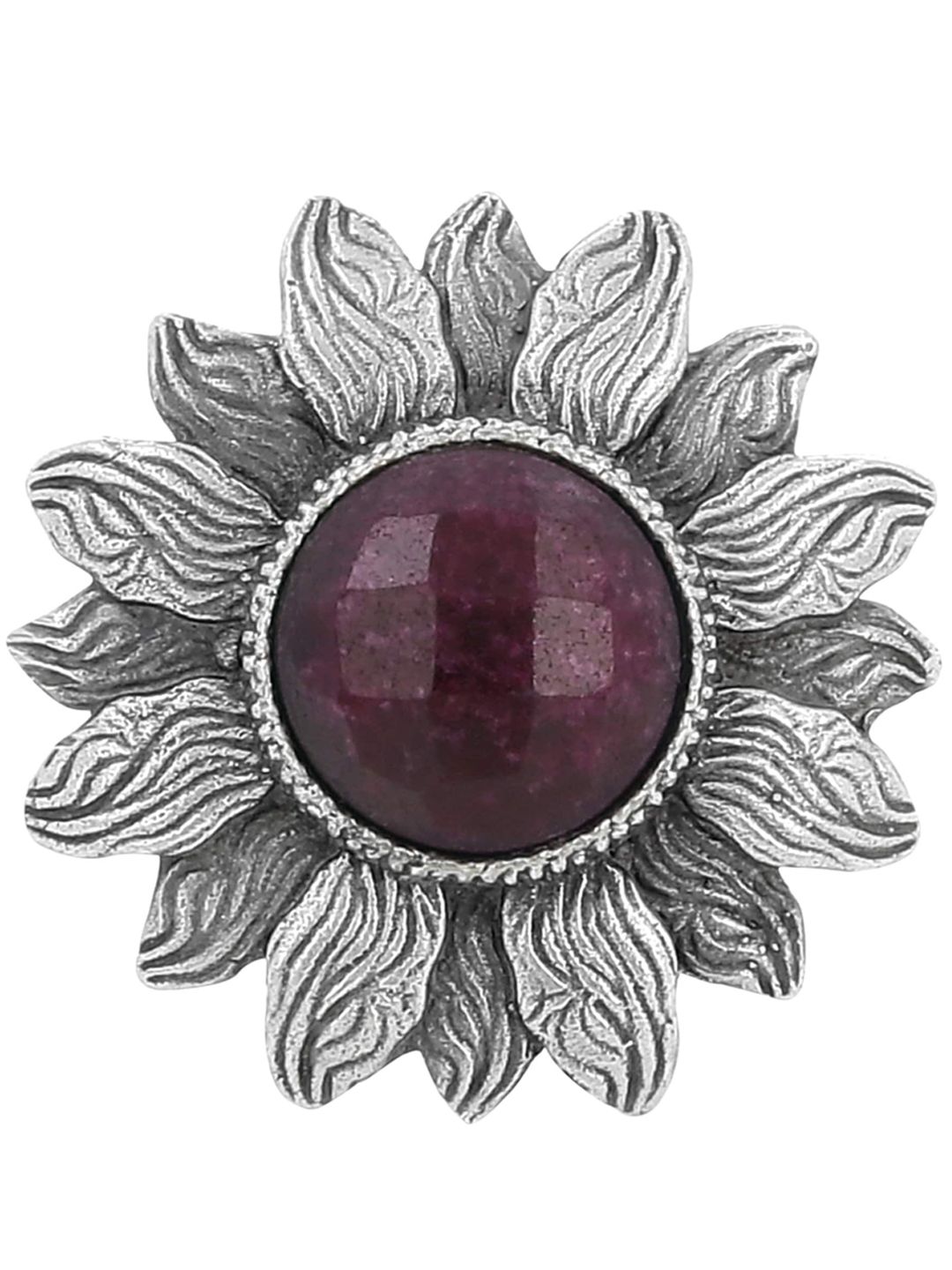 EL REGALO Women Grey & Red Antique Sunflower Ring Price in India