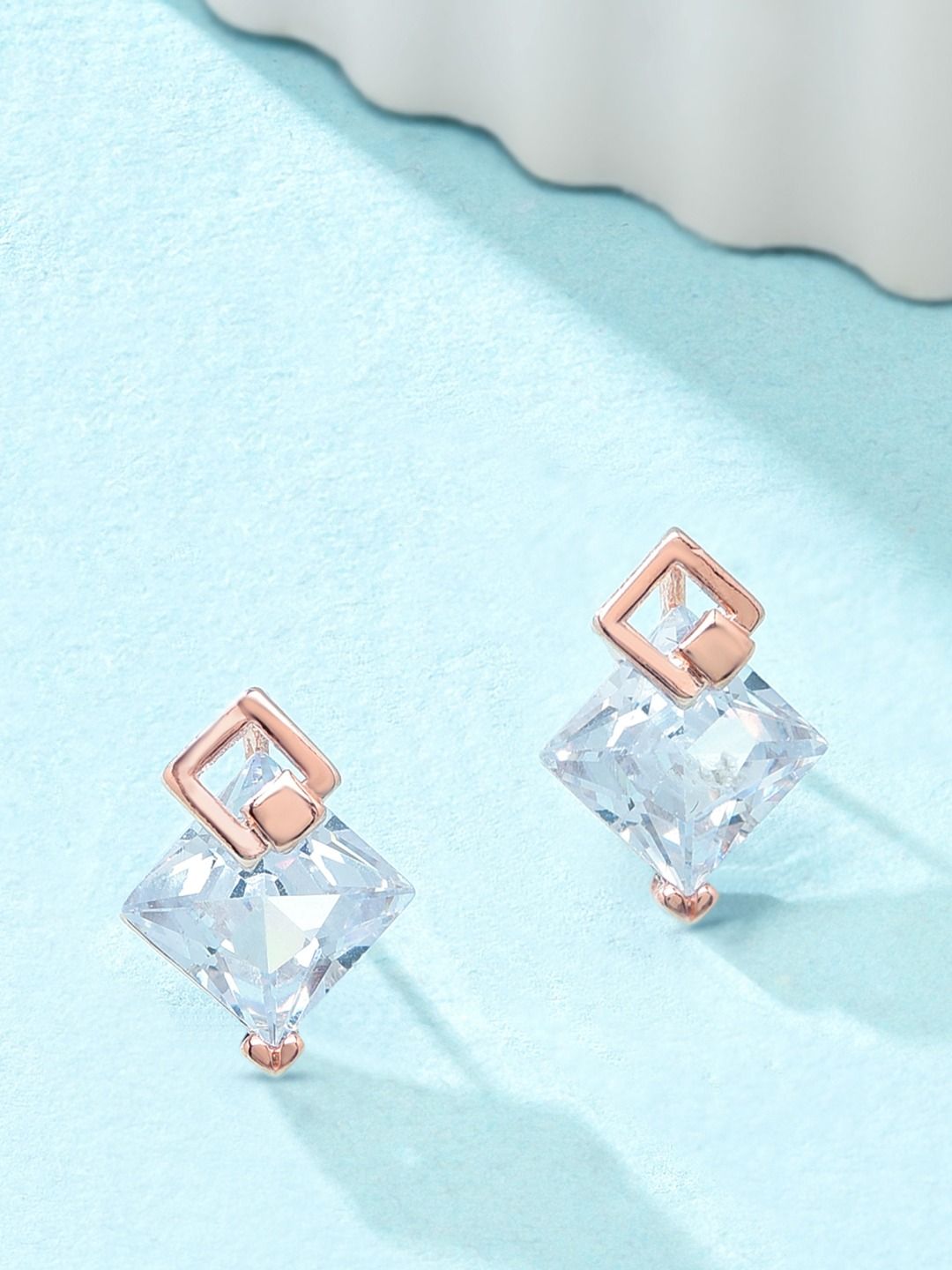 AMI Rose Gold-Plated Contemporary Studs Earrings Price in India