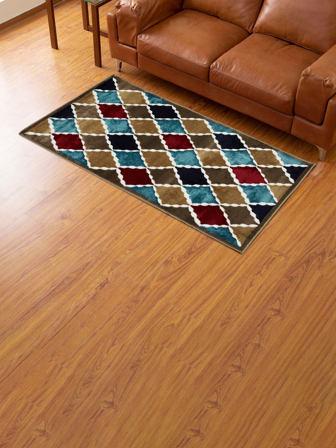 Home Centre Blue & Brown Geometric Printed Rectangular Carpet Price in India