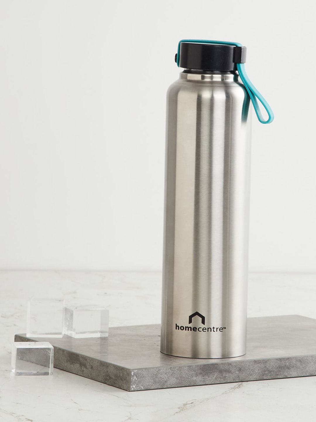 Home Centre Silver Stainless Steel Bottle with Silicon Strap - 600ml Price in India