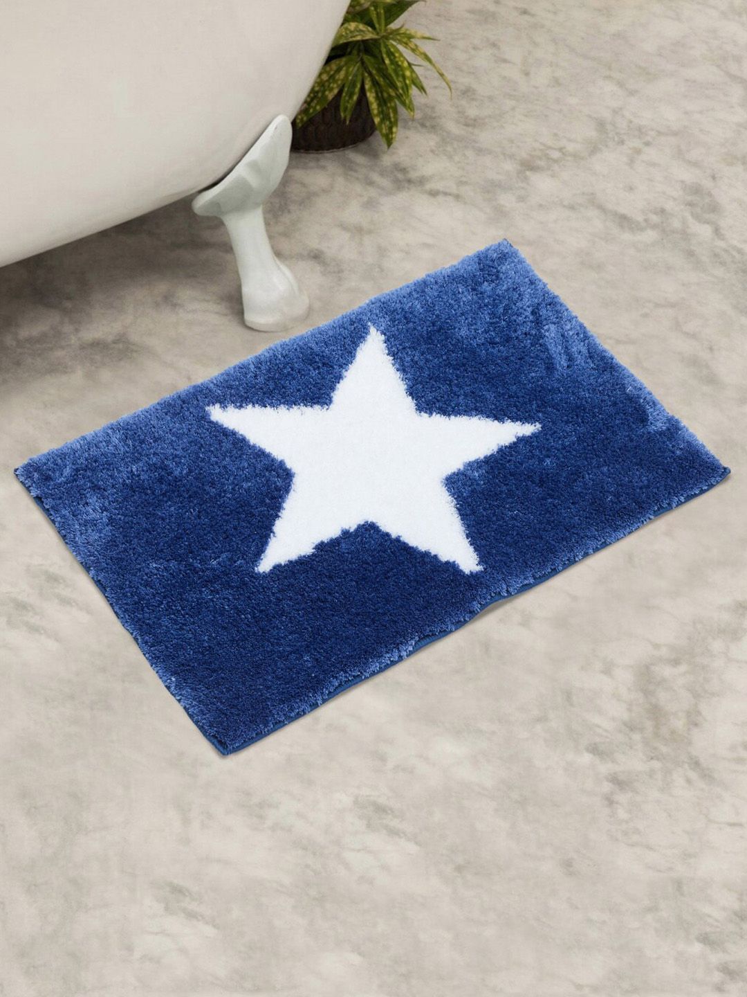 Home Centre Blue & White Printed Anti-Skid 150 GSM Bath Rug Price in India