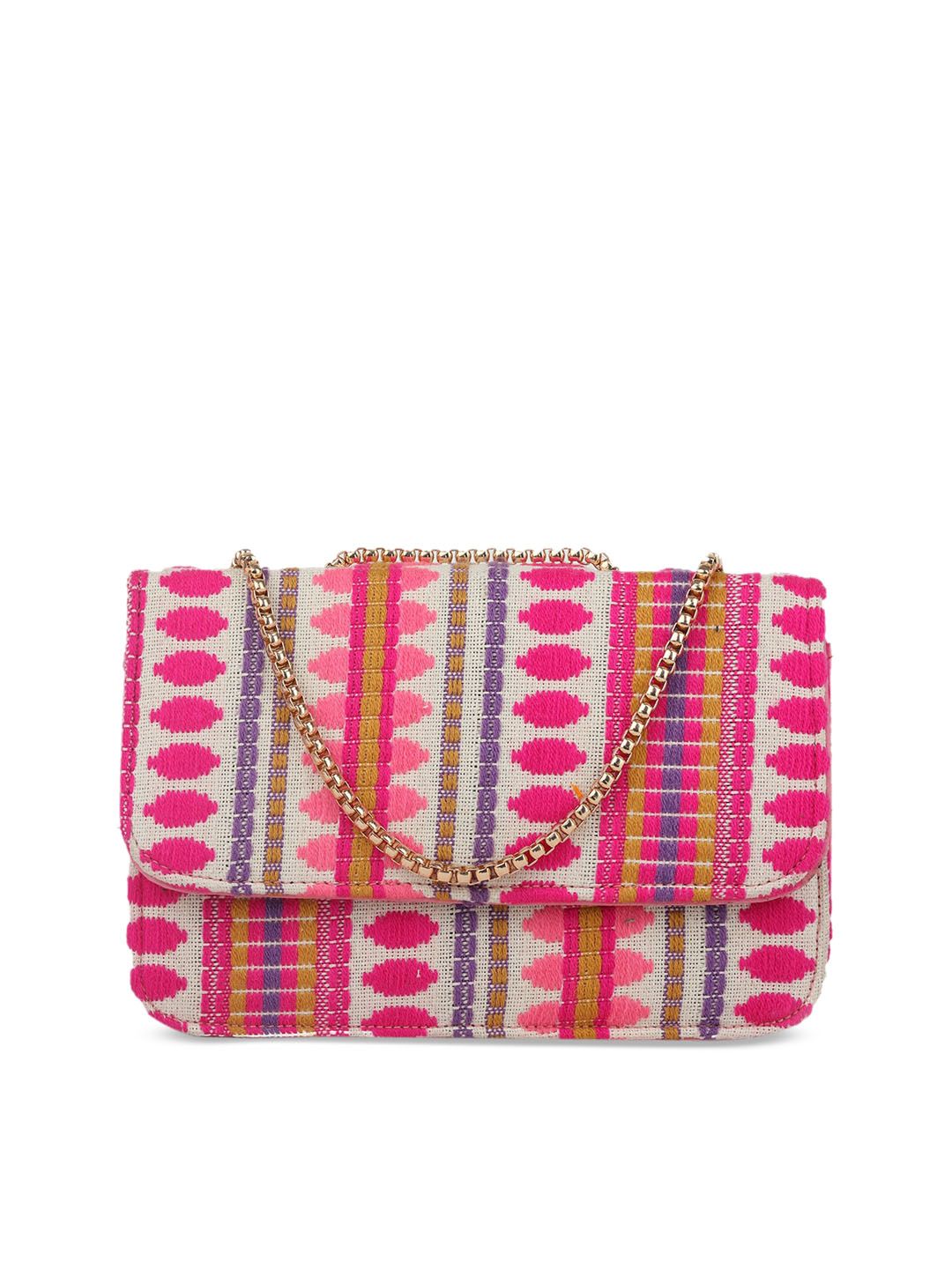 gaura pakhi Off White Geometric Structured Jute Sling Bag Price in India