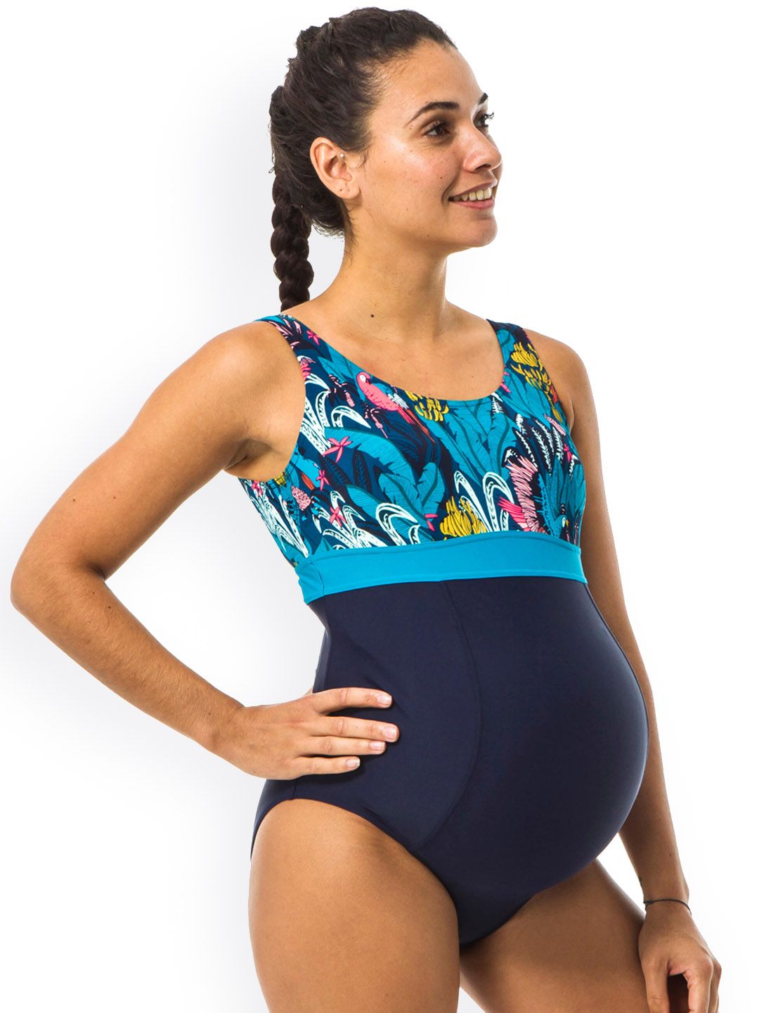 Nabaiji By Decathlon Women Blue One-Piece Maternity Swimsuit Romane Price in India