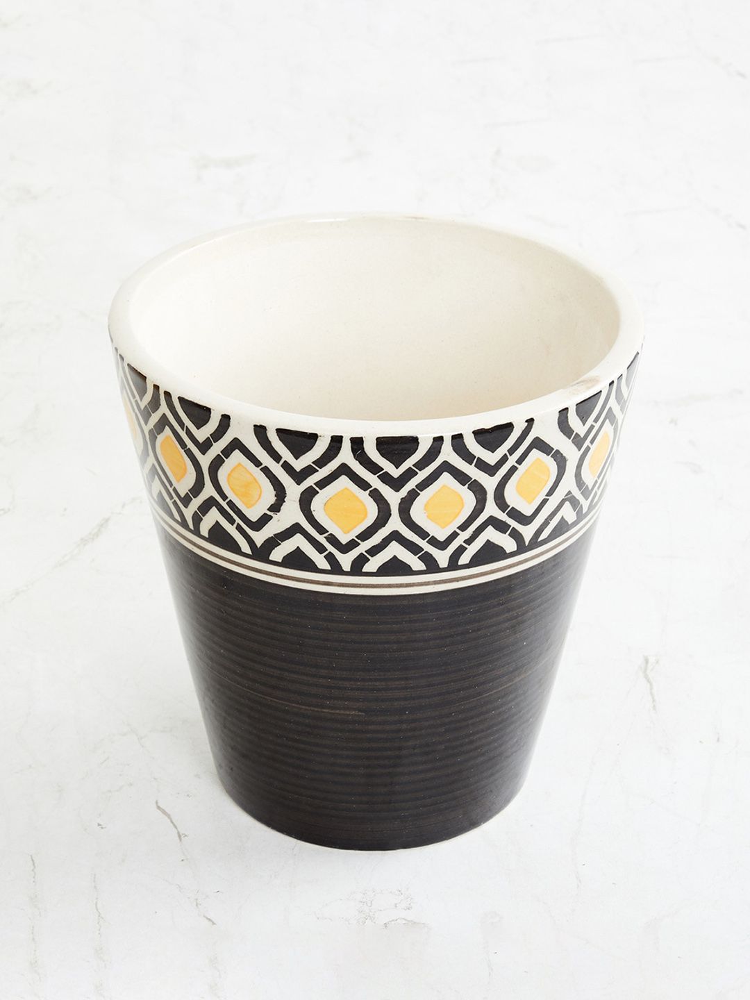 Home Centre Black & White Printed Ceramic Planter Price in India