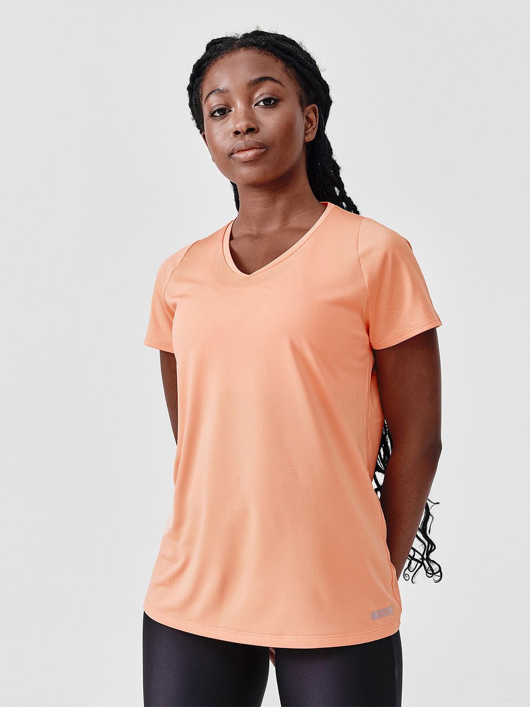 Kalenji By Decathlon Women Orange V-Neck Running T-shirt Price in India