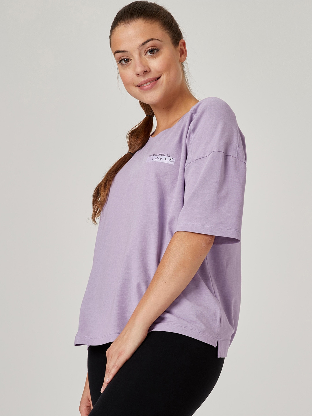 NYAMBA By Decathlon Women Purple Loose-Fit T-Shirt Price in India
