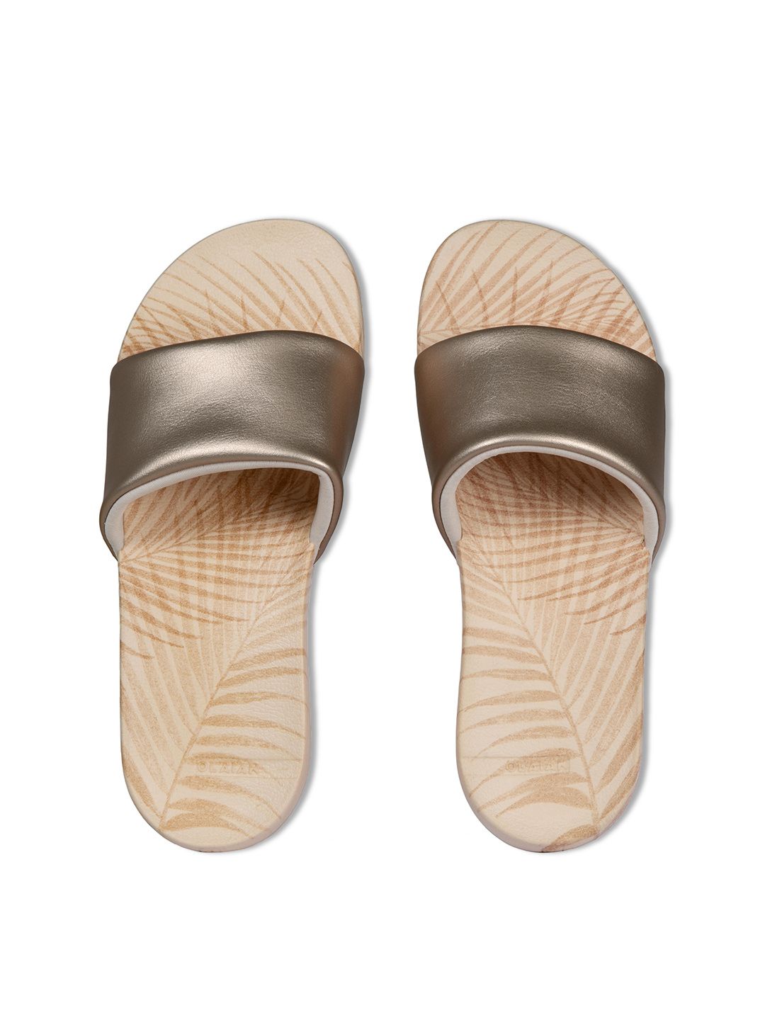 OLAIAN By Decathlon Women Gold Toned Printed Sliders Price in