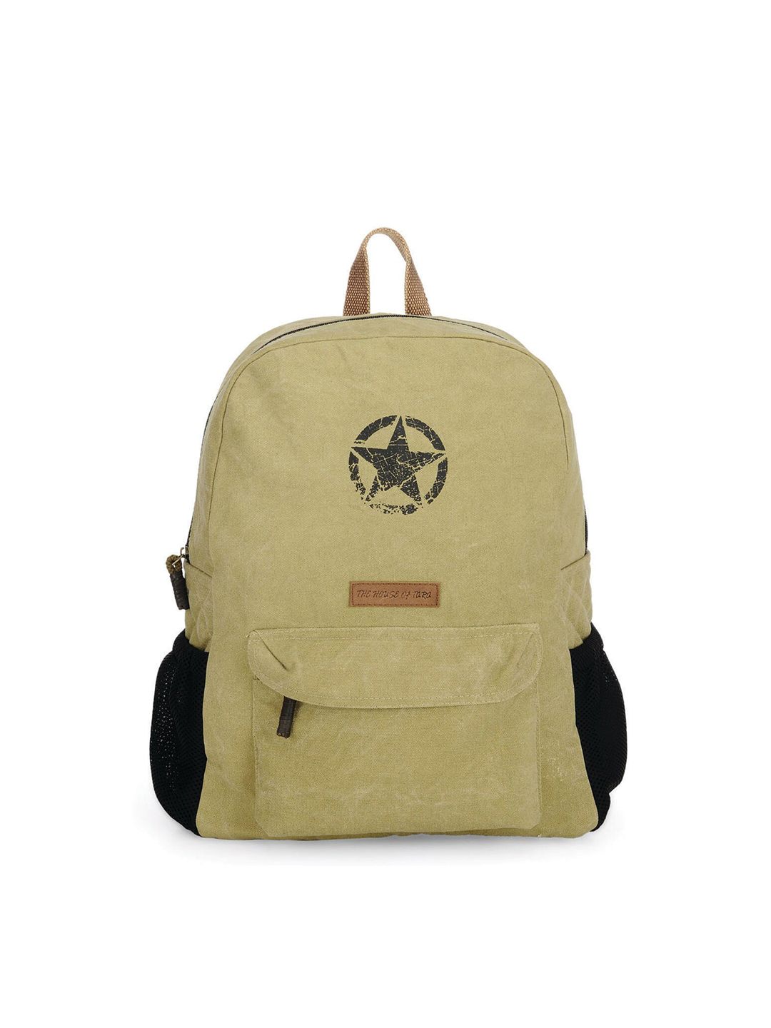 The House of Tara Unisex Beige & Black Printed Laptop Backpack Price in India