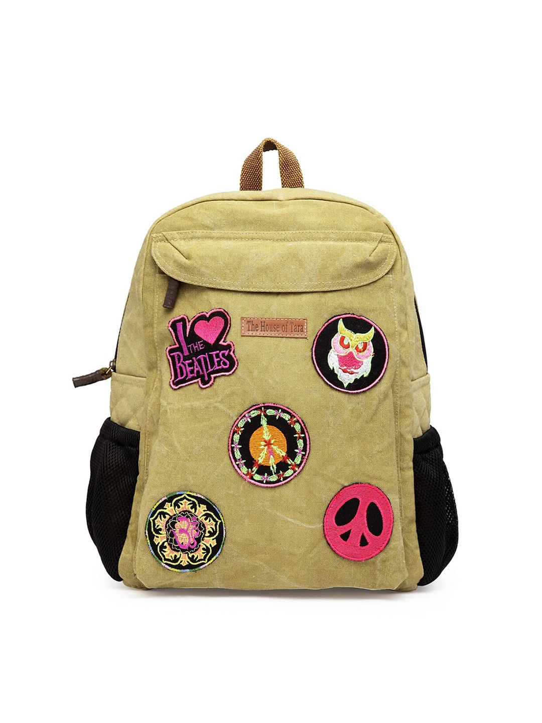 The House of Tara Unisex Beige Applique Backpack Price in India