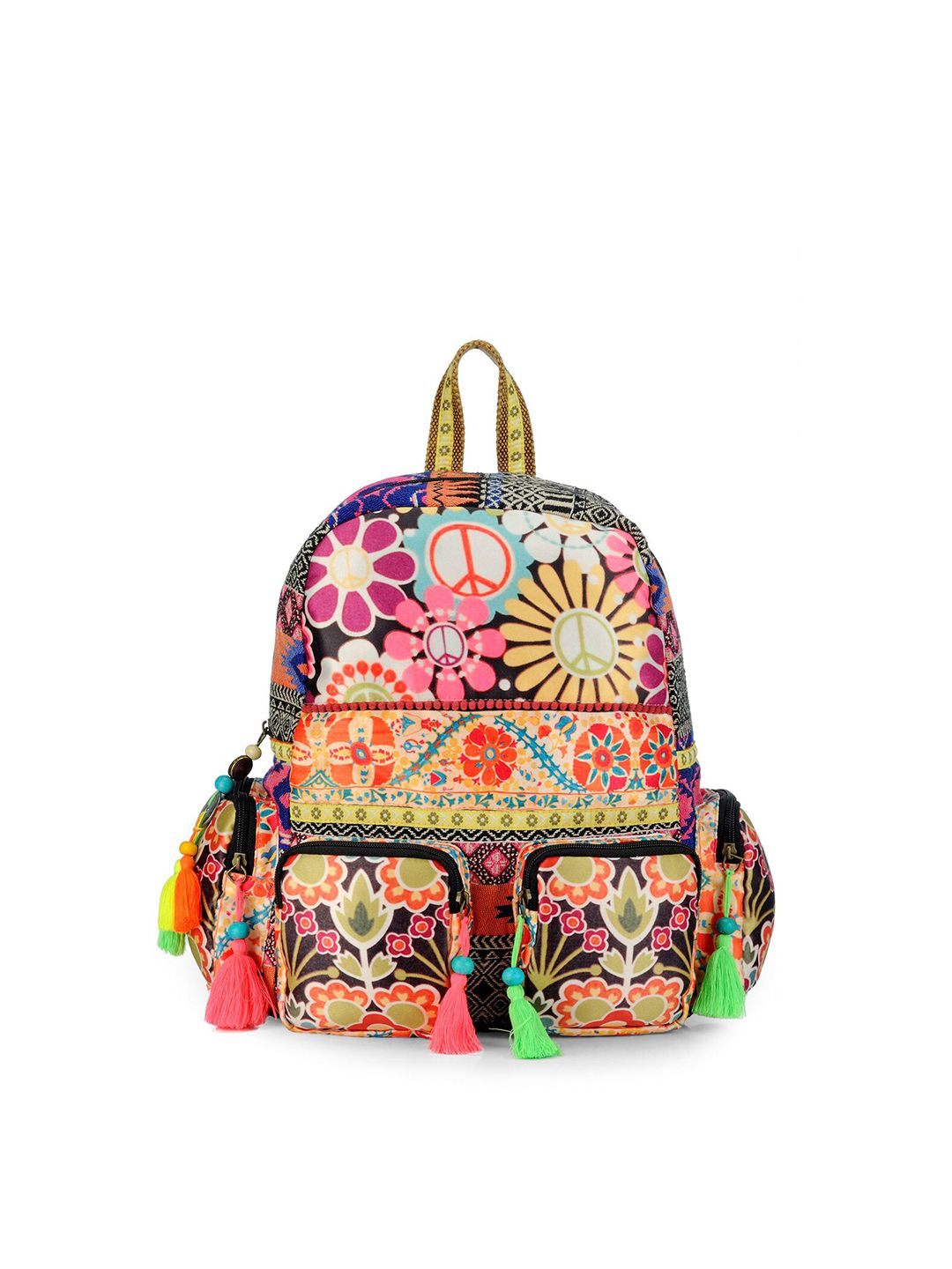 The House of Tara Women Multicoloured Tasselled Backpack Price in India