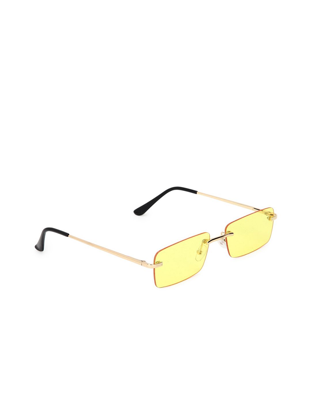 FOREVER 21 Women Yellow Lens & Gold-Toned Rectangle Sunglasses Price in India