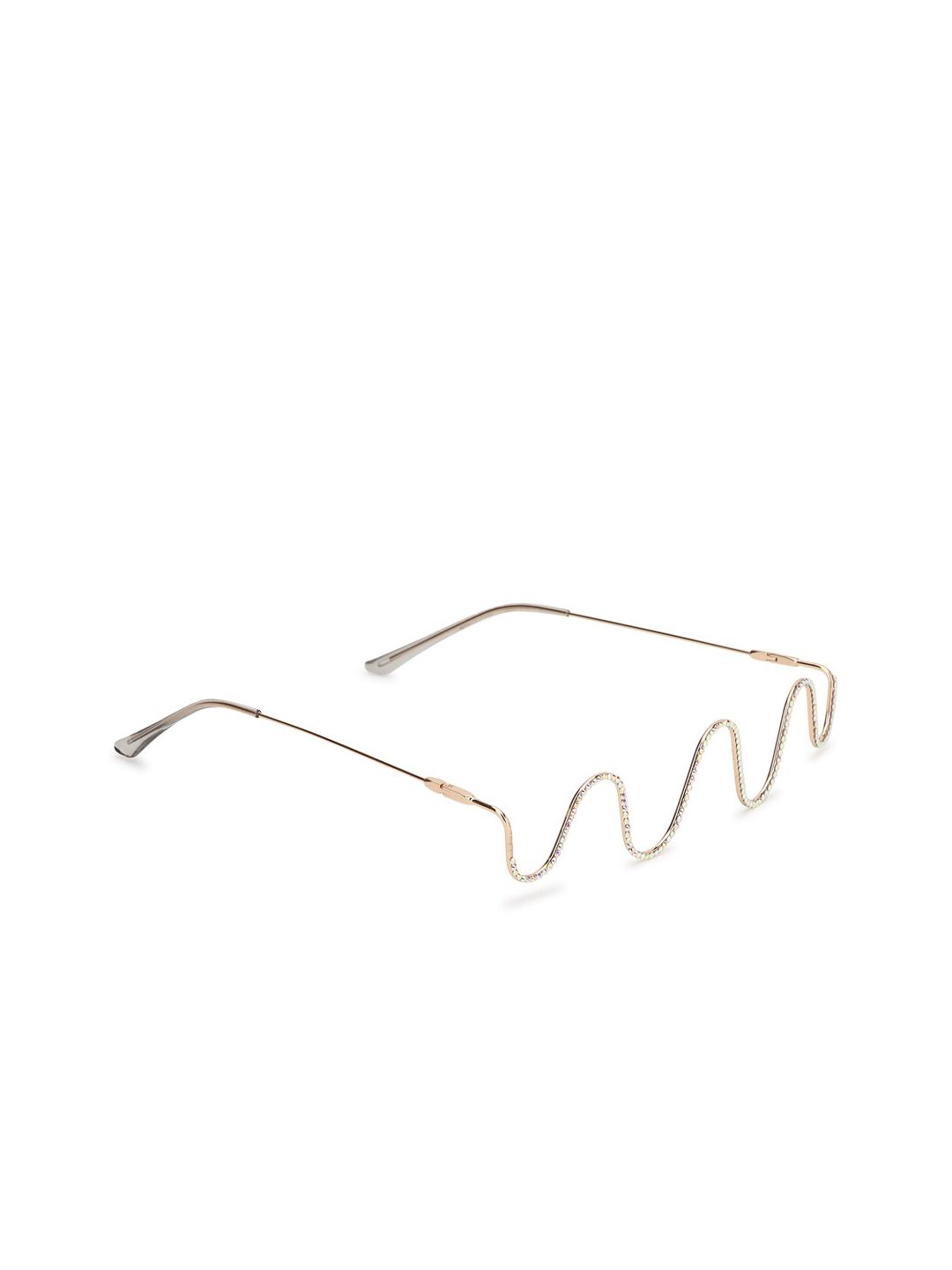 FOREVER 21 Women Gold-Toned Textured Waved Sunglasses Price in India