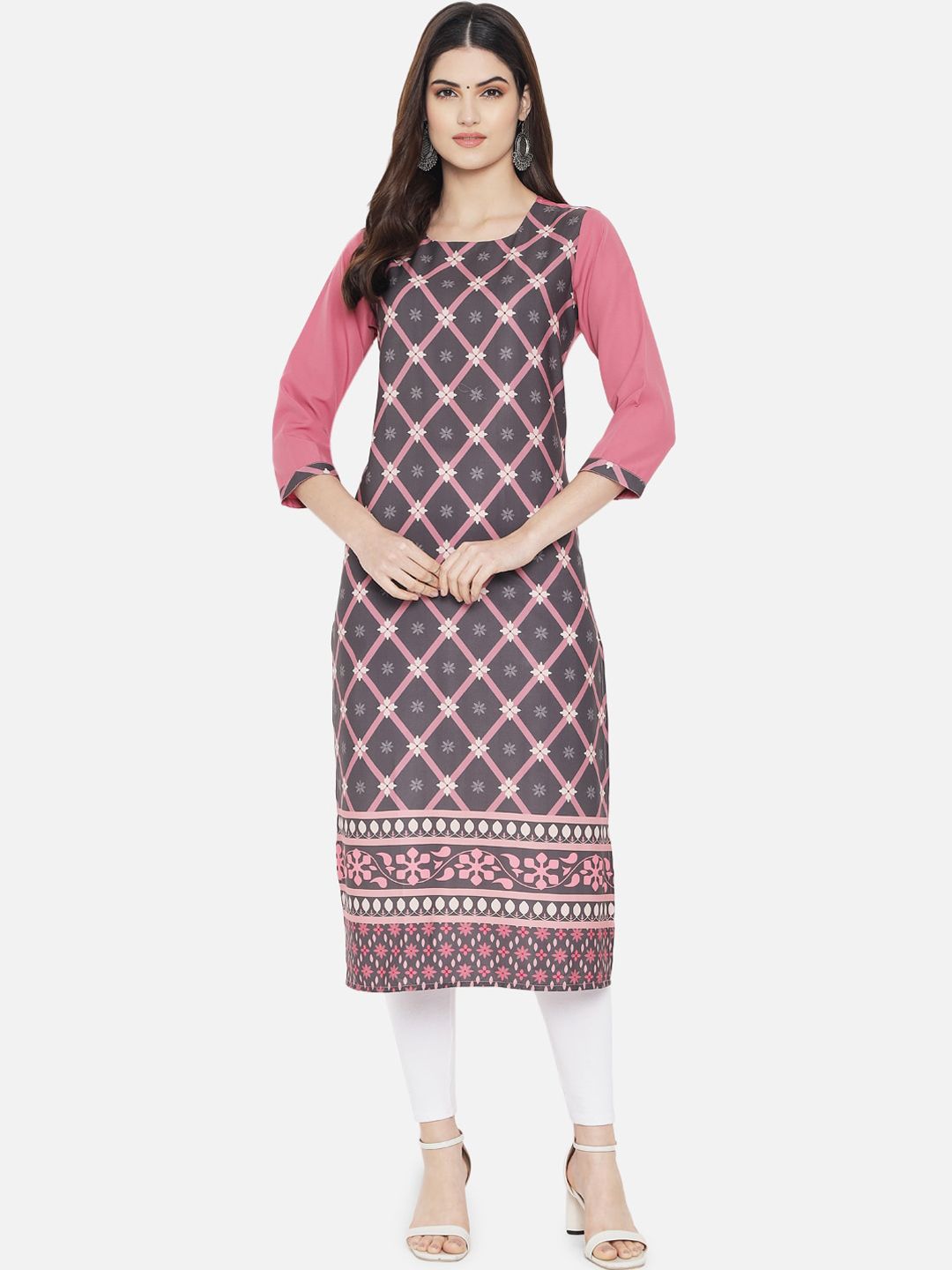 KALINI Women Purple & Pink Printed Crepe Kurta Price in India