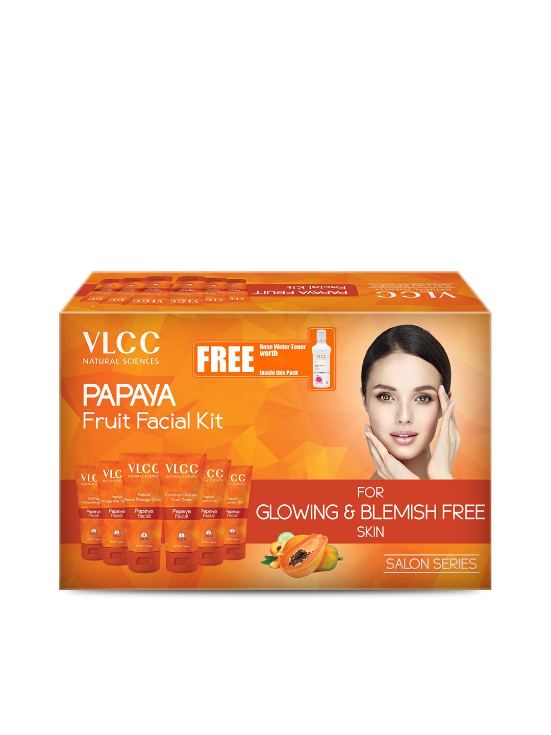 VLCC Papaya Fruit Facial Kit with Free Rose Water Toner