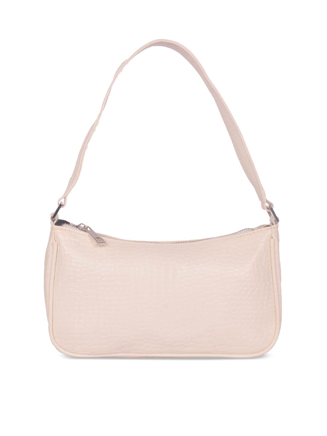 Bagkok White Textured PU Structured Hobo Bag Price in India